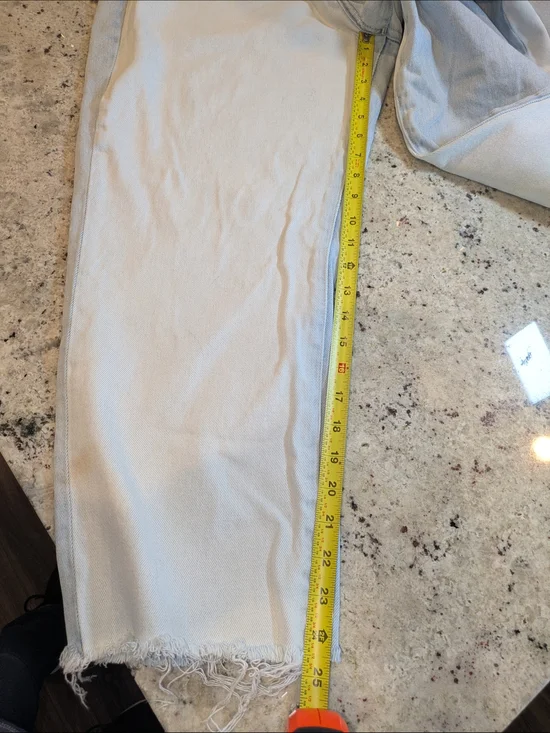 Dear John Frankie Straight Jeans Size 32 Light Wash Two-Tone Raw Hem High Rise - Picture 9 of 11